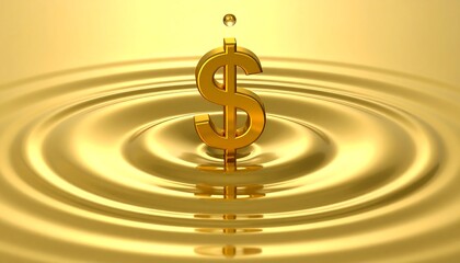 Golden Dollar Symbol in Liquid Gold: Wealth, Luxury, and Financial Success