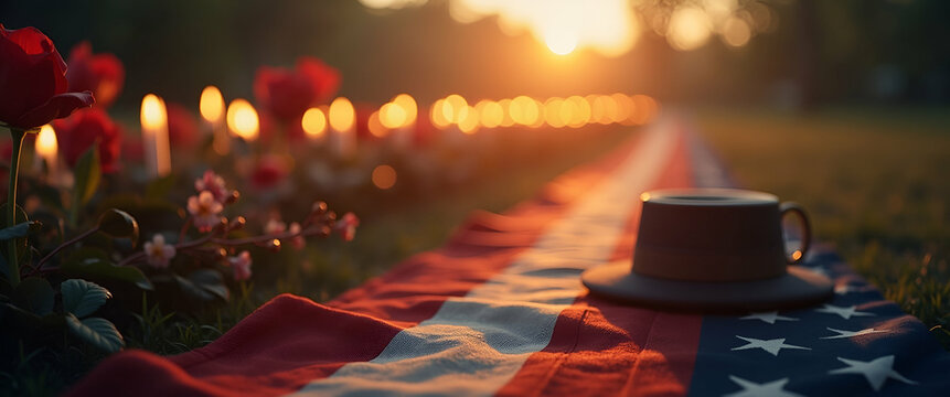 An evocative photo stock image capturing the solemn spirit of Memorial Day with dignified elements and patriotic ambiance for commemorative digital storytelling in  Photo Stock  Concept  and empty spa