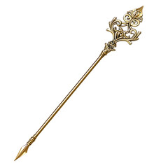 A Gilded Arrow with Gothic Tracery Medieval Cathedral Isolated on Transparent Background