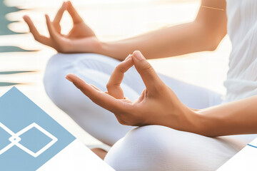 Fototapeta premium Meditation practice by the water during sunset promotes tranquility and mindfulness for overall well-being