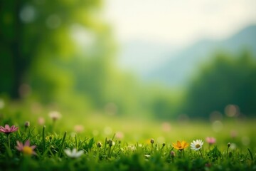 Fototapeta premium Subtle gradient blends into blurred natural landscape, illustration, visual