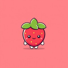 cute chibi strawberry with seeds icon