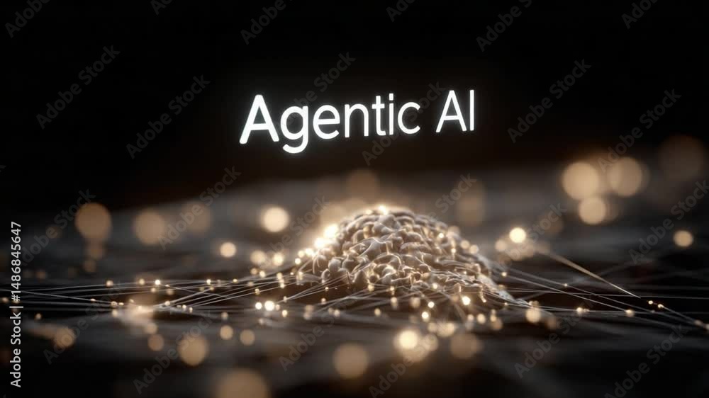 Poster illuminating artificial intelligence: a striking visual encapsulates the essence of agentic ai, wher