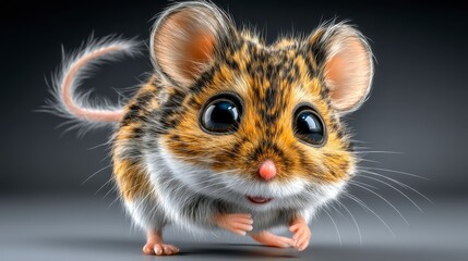 Obraz premium Adorable Baby Mouse Cute Rodent Big Eyes Fluffy Fur Wildlife Animal Portrait