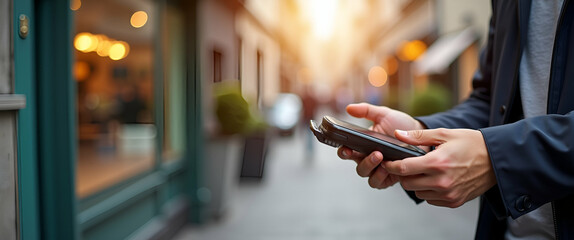 High-Quality Imagery of No Contact Food Delivery Payments: Innovative Digital Payment Terminals & Secure Online Transactions in Urban Settings - Photo Stock Concept