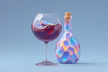 Swirling Red Wine in Glass   Bottle  Abstract Art  Colorful Drink