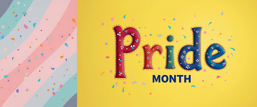 Elegant Pride Month Typography: Creative Typeface Designs with Bold Colors & Harmonious Layouts for Cultural Narratives - Stock Photo Concept