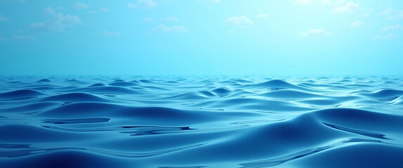 Naklejka premium Blue Water Waves and Water Well Border with Copy Space for World Water Day - Highlighting Access to Clean Water and Water Wells