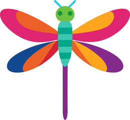 Dragonfly icon Colorful vector on transparent background 