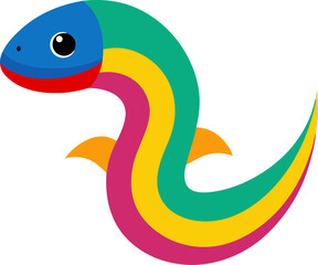 Obraz premium Eel icon Colorful vector on transparent background 