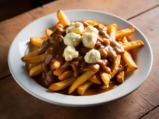 Delicious Poutine: Crispy Fries, Rich Gravy, and Creamy Cheese Curds