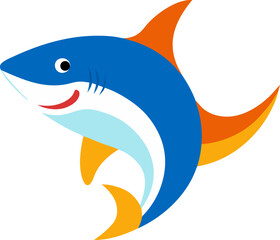 Great White Shark icon Colorful vector on transparent background 