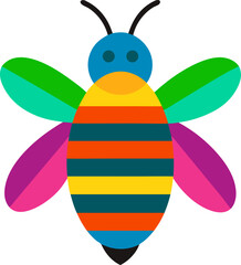 Honeybee icon Colorful vector on transparent background 