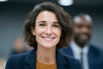 Confident Businesswoman Smiling  Corporate Portrait  Teamwork  Success