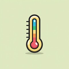 flat thermometer icon with temperature scale