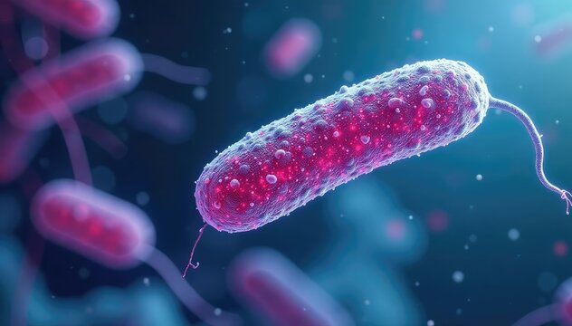 Microscopic image of Salmonella bacteria, showing rod-shaped cells , treatment, cell