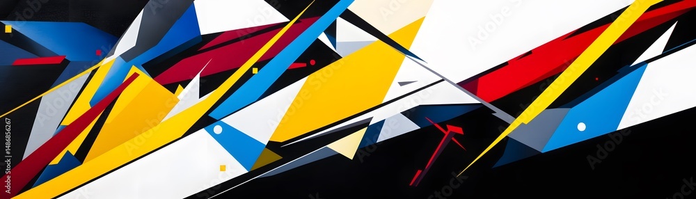 Poster abstract design with vibrant colors and shapes.