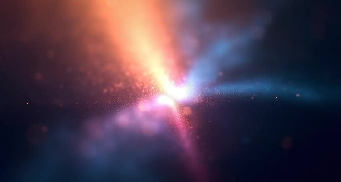 Background from particles in space. animated particles of two colors with a glowing effect