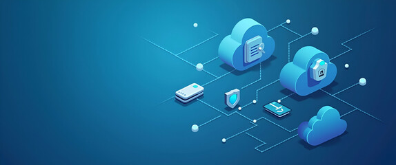Photo Realistic Vector Illustration of Cloud Data Backup and Recovery with Refresh Icons, Emphasizing Reliability and Security of Cloud Storage Solutions in Stock Concept.