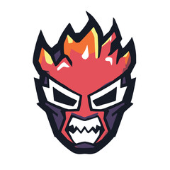 Fire mask designs in vibrant colors with abstract flame shapes in fantasy vector illustration perfect for mythic characters gaming and festival visuals