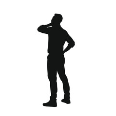Silhouette of a standing man thinking
