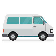 a clean, isolated image of a white van from a side view with white background. © Sanzida