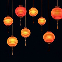 Obraz premium Paper Lanterns Glowing at Night