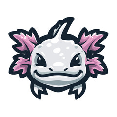 Axolotl mascot illustrations with pink gills and smiling faces in fun cartoon vector style perfect for aquatic themes and cute character sets