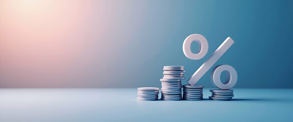 Photo realistic percentage icon with copy space for business newsletters - modern design for corporate communications and financial strategies, ideal for marketing visuals.