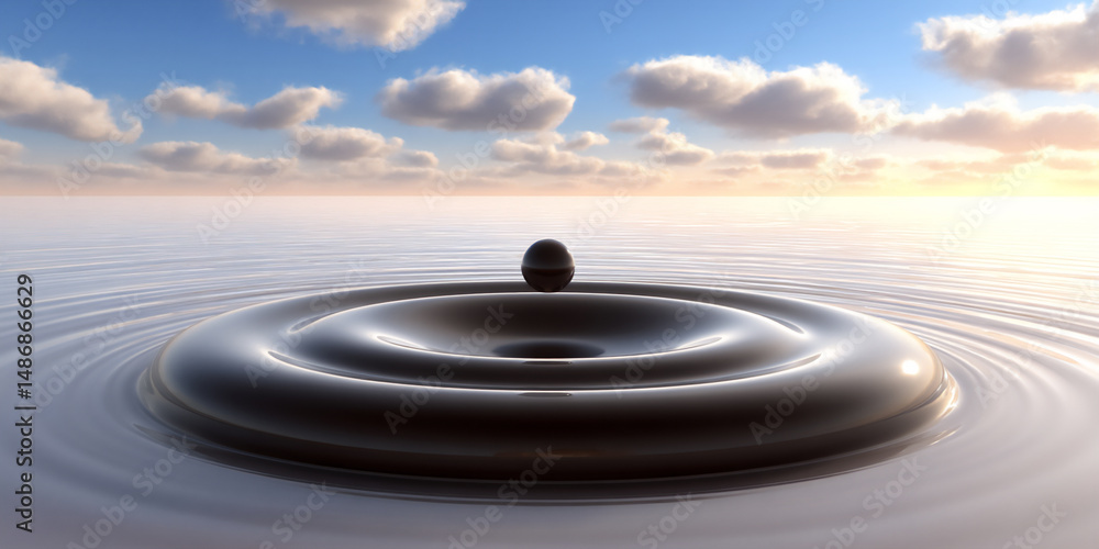Poster a single droplet of water creating ripples on a calm surface.