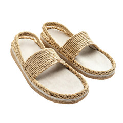 Classic Espadrille Inspired Sandals with Natural Rope Isolated on Transparent Background