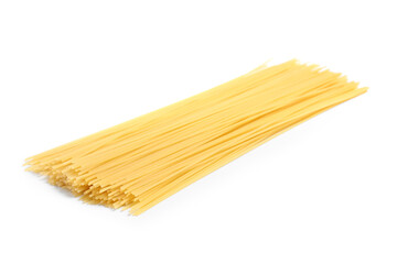 Raw spaghetti pasta isolated on white background