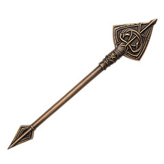A Bronze Arrow with Celtic Bull Symbols Tin B Cailn Isolated on Transparent Background