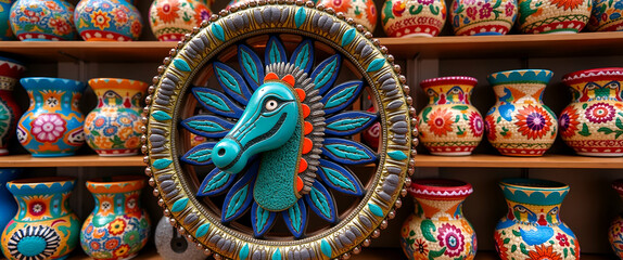 Naklejka premium Engaging Mexican Crafts: Intricate Handcrafted Materials & Artisanal Techniques in Vibrant Cultural Motifs - Premium Photostock Imagery for Heritage Promotion