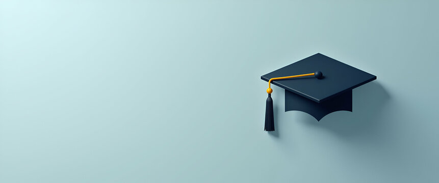 Photo realistic graduation cap icon with customizable text area for showcasing academic achievements and educational milestones.