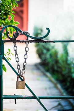 Gate with lock and chain