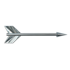 Sleek Arrow with a Reflective Finish in Metallic Silver Isolated on Transparent Background