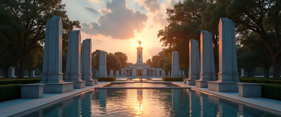 Elegant Visual Narrative: Honoring American Heroes with Dignified Monuments and Stirring Imagery - Evoke Legacy and National Valor