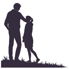 silhouette full body silhouette of a young man and women