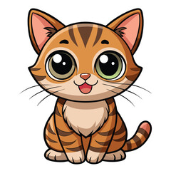 A fluffy ginger kitten standing on its hind legs with a paw raised and a joyful expression with white background.