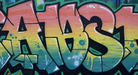 Obraz premium Colorful Urban Graffiti Art on Wall with Ombre Effect