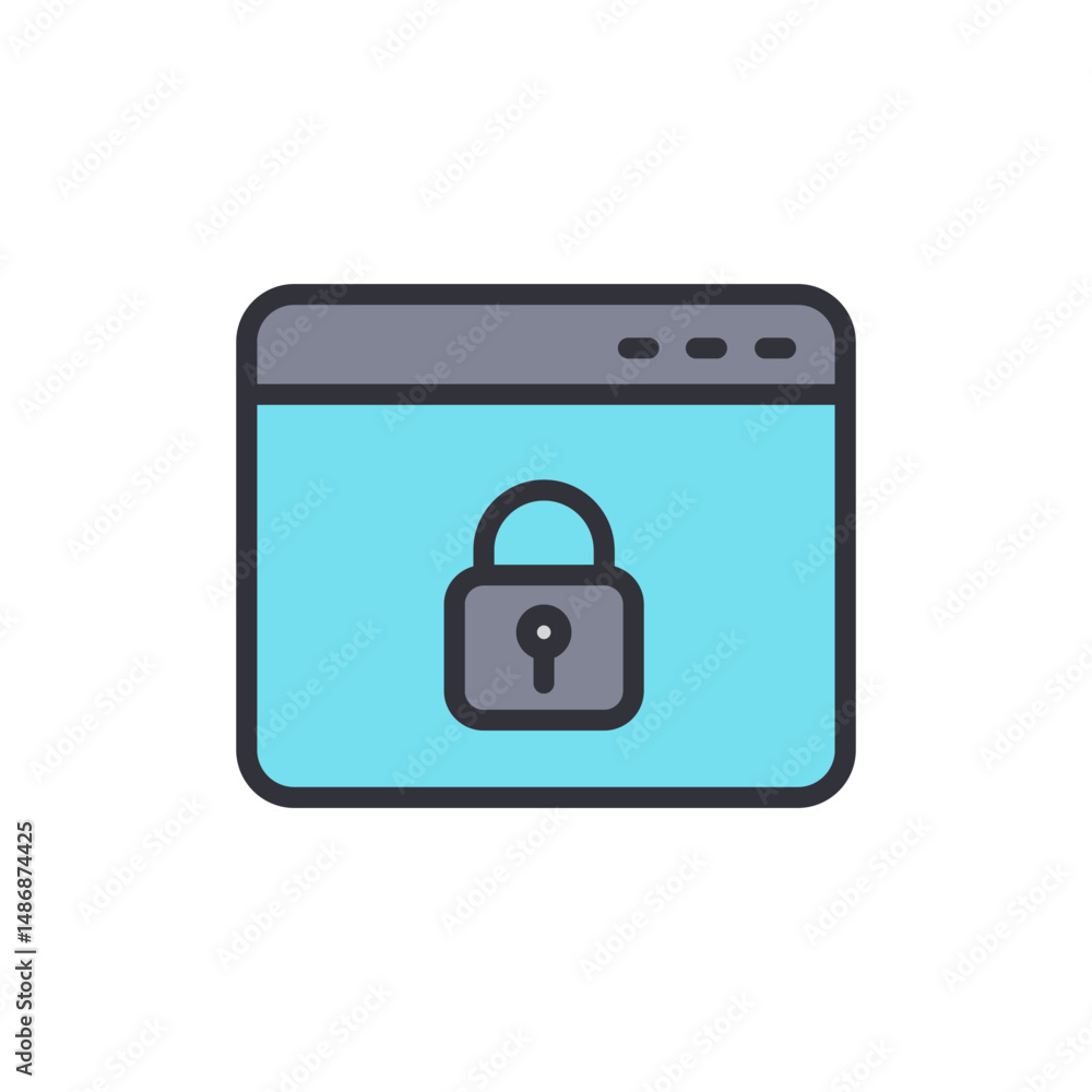 Poster secure website concept with a padlock icon displayed on browser window