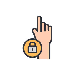 Hand Touching Lock Icon For Security Or Access Control Concept