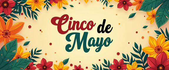 Design a striking Cinco de Mayo celebration banner featuring festive graphics dynamic typography and culturally inspired imagery to enhance event promotion. in  Photo Stock  Concept  and empty space o