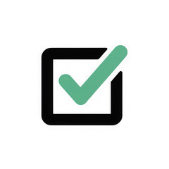 Green Check Mark in Black Square Box Icon Graphic Design Element