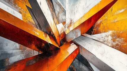 Abstract geometric composition with orange and gray tones