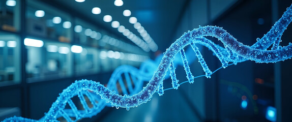 State-of-the-Art Genomic Research Center: AI-Powered Insights & Machine Learning for Precision Medicine Innovation in Photo Stock Concept with Left Space