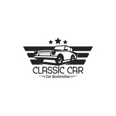 Retro car garage logo template