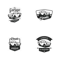 Retro car garage logo template