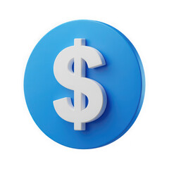 Obraz premium 3D Render of a White Dollar Sign on a Blue Circle